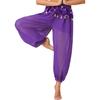 Bauchtanz-Kostüm für Damen, Laternenhose, seitlich geteilte Pailletten, glänzende Haremshose, arabische Halloween-Hose