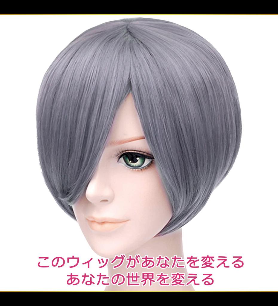CaseEden Cosplay Wig, Premium, Smooth Short Bob, Dark Silver Hair, WIG6132
