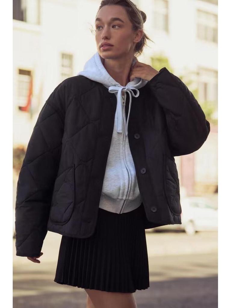 2025 European & American Style Casual Round Neck Cotton Jacket