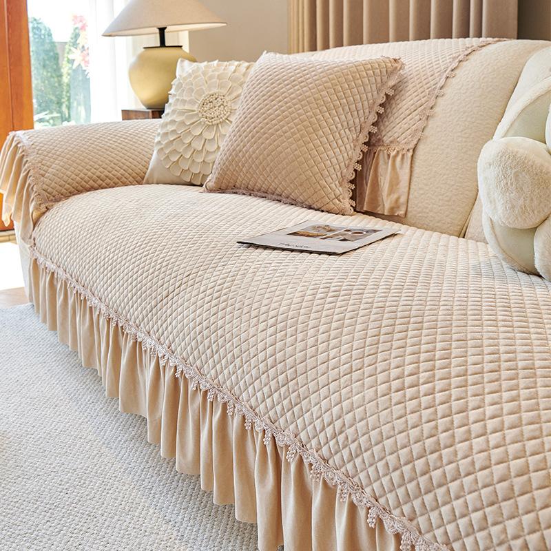 Nordic Simple Short Plush Sofa Cushion  Winter New Seat Cushion High-End Skirt Sofa Cover Cross-Border