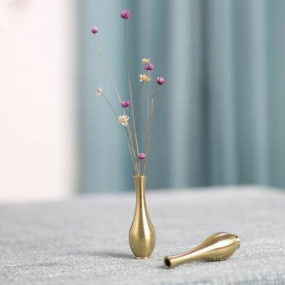 Pure Copper Mini Vintage Vase Ornament Home Decoration Retro Brass Flower Bottle Figurines Modern Light Luxury Decorative Crafts
