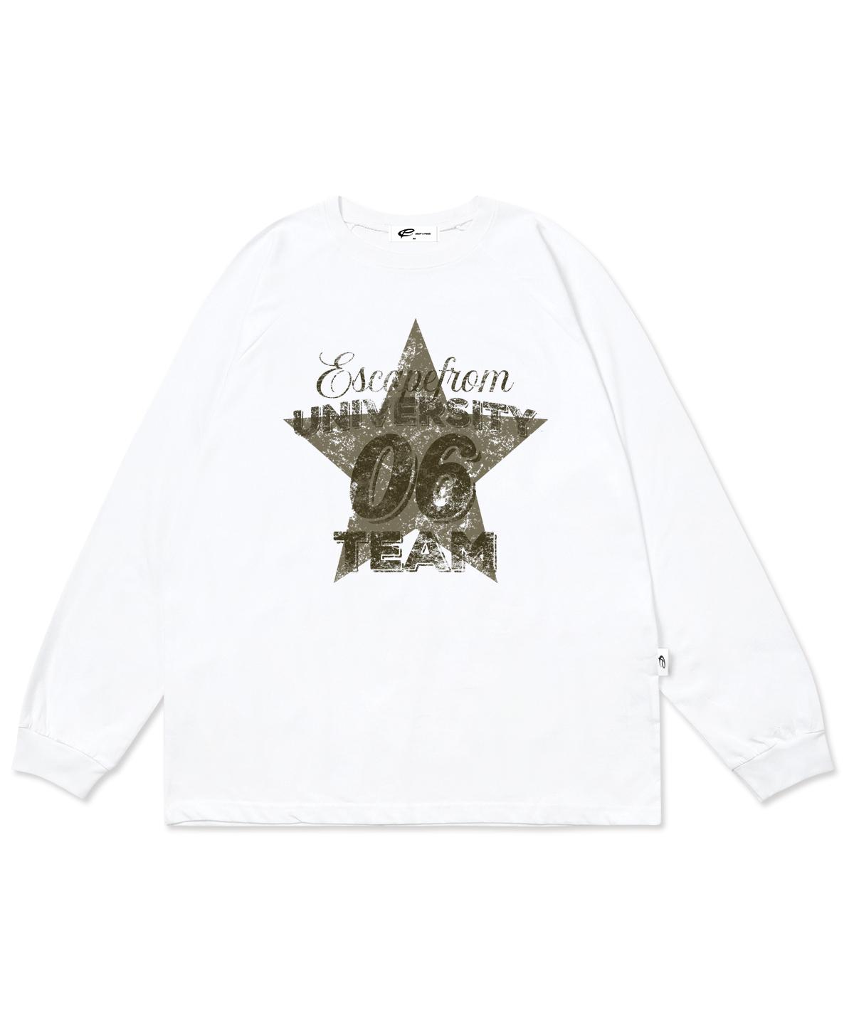 Escape From Khaki University Star Print Long Sleeve White S