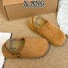 Cowhide Version Thick-soled Bag Head and Half Slippers for Women To Wear Autumn New One-pedal Lazy Single Shoes