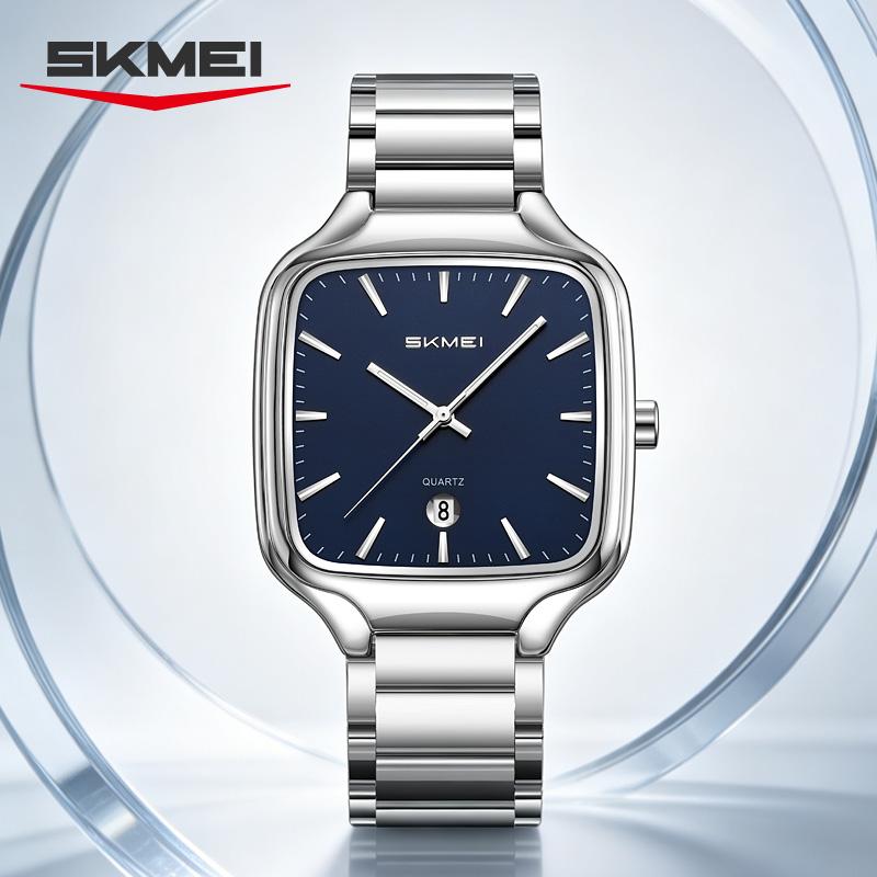 SKMEI 9366 Fashion Mens Watch Quartz Stainless Steel Band Luxury High-end Waterproof Date Display Business Casual Clock Relojes