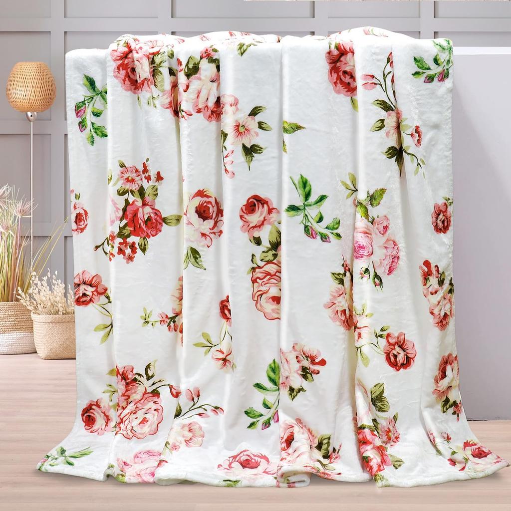 Wildflowers Floral Throw Blanket Botanical Floral Printed Blankets Soft Lightweight Fluffy Plush Fuzzy Bedding Sofa Travel