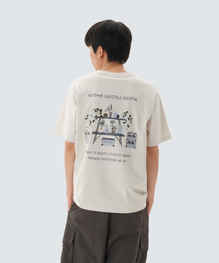 SNOWPEAK APPAREL Cotton Botanic Graphic Short Sleeve T-Shirt (S26Mufts60) Light Beige