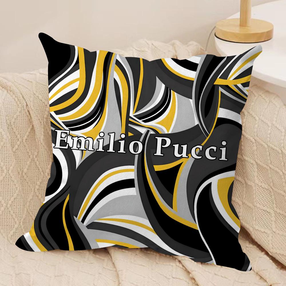 Fashion E-EE-Emilio logo P-Pucci Cushion Cover Soft Plush Double-Sided Pillow Cover Cozy Sofa Cushion Case Living Room Home Gift