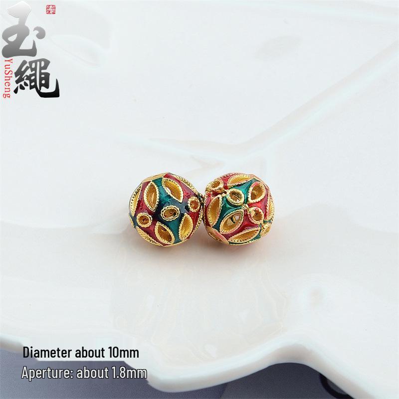 Ancient Gold Enamel Hollow Beads for DIY Bracelets & Necklaces