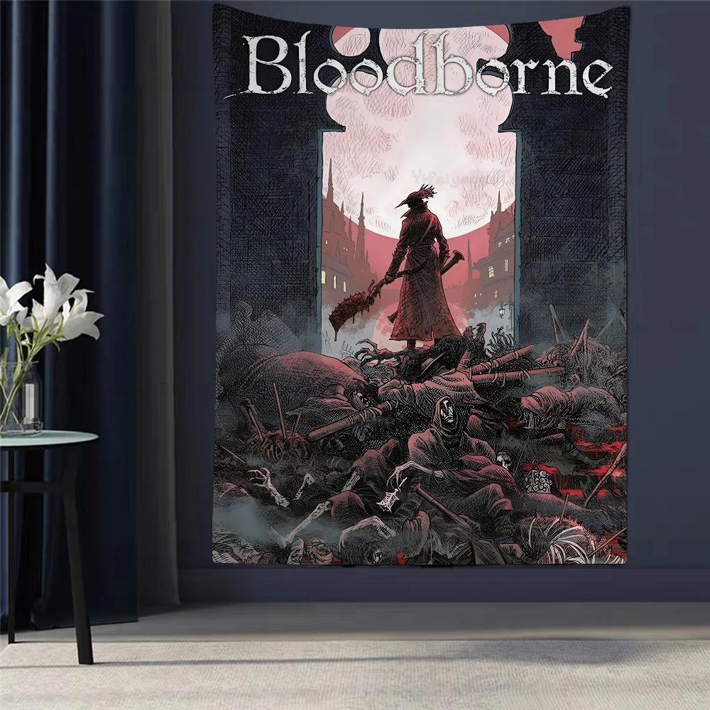 Klassisches Spiel Bloodborne Buntes Wandbehang Hippie Blume Wandteppiche Schlafsaal Dekor Wandkunst Dekor