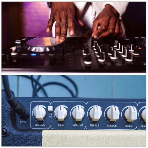 uxcell Potentiometer Knobs, ABS Guitar Knobs, Aluminum Plastic, Low Power Rated, Stereo/Double Bass, 6mm, 180 Degree Handle Type, Black, Pack of 10