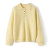 Long-sleeved Woolen Sweater for Women, Casual and Relaxed, with An Elegant V-neck Knitted Top.