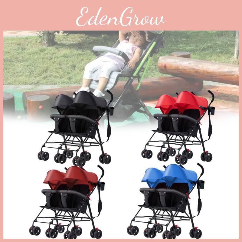 Versatile Twin Baby Stroller Super Lightweight Easy Foldable Umbrella Design Suitable For Two Infants blu