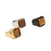 2026 Jewelry European and American Personalized Simple Square Gemstone Tiger Eye Men's Jewelry Ring