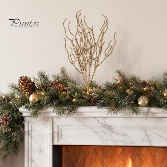 Glittery Branch Decoration Glitter Artificial Christmas Tree Pick, Sparkling Faux for Party Pick Ornament, Curly Decorative Twigs Stick Stem