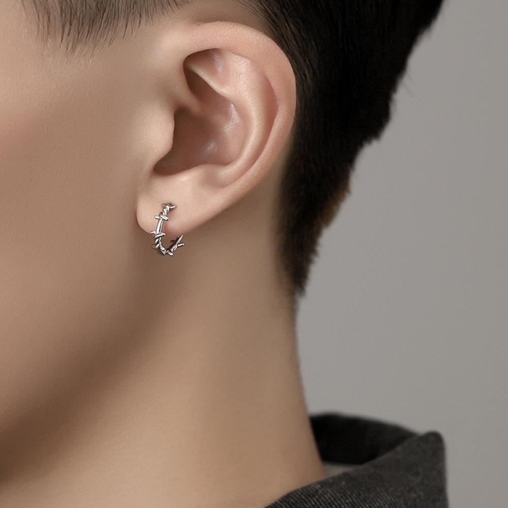Gothic Silber Farbe Dornen Hoops Ohrringe Für Frauen Männer Teenager Luxus Neue Mode Trendy Party Schmuck Ästhetische Zubehör