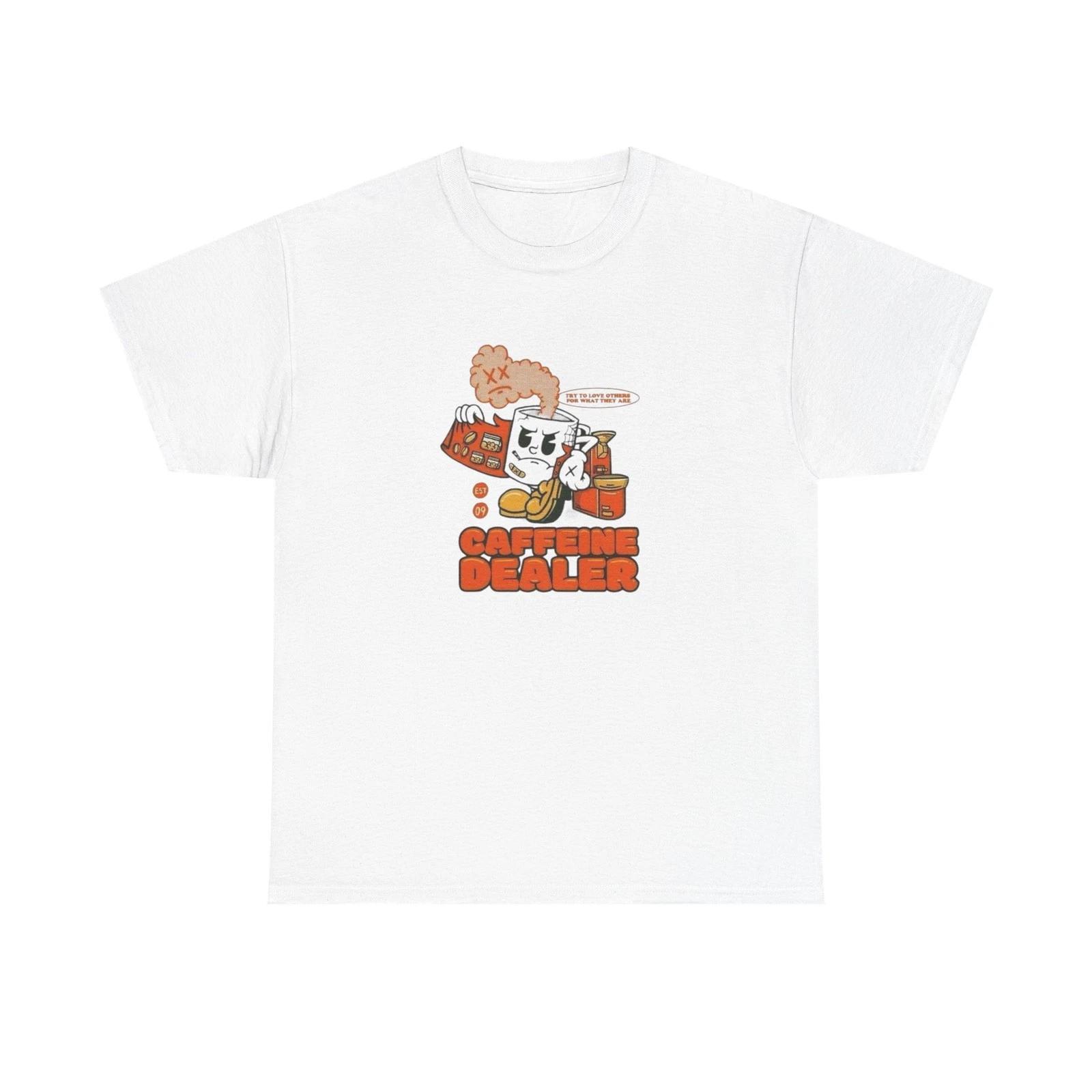 

Caffeine Dealer Funny Coffee Graphic T-Shirt Comfy Cotton Tee Brand NEW 4XL