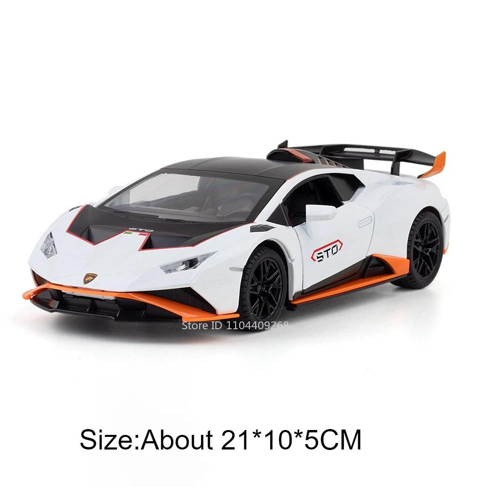 

1:24 Scale Huracan Veneno Toy Sports Car Model Alloy Diecast Sound Light Pull Back Miniature Vehicle Collection Boys Gifts