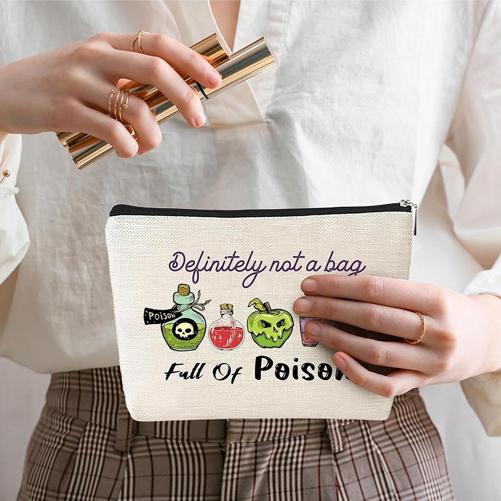 Halloween Cosmetic Bag Makeup Bag Definitely Spooky Witchy Birthday Gift for Evil Villain Queen Zipper Pouch Halloween Decor