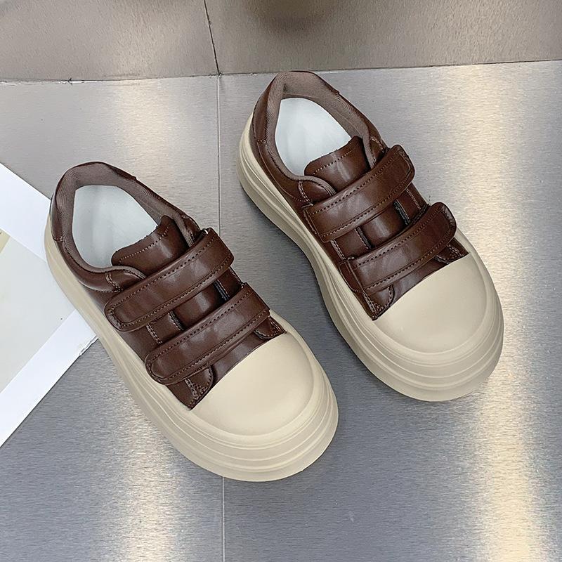 

Suding Home~ Velcro Big Head Platform Bread Shoes Women s 2025 Autumn New Fashion Casual Board Shoes ins Tide 40 коричневый