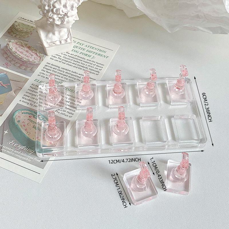 1/5/10Grid Non-Magnetic Nail Display Stand Clear Acrylic Nail Practice Holder Nail Fingernail DIY Manicure Stand Tools