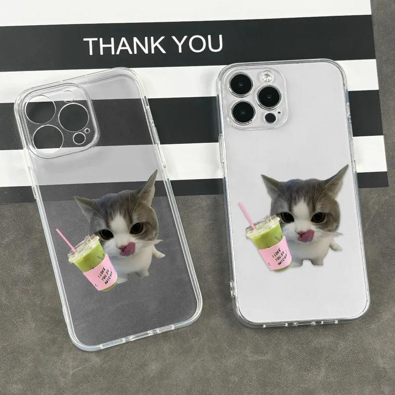 Cute Cat Phone Case For iPhone 17 17E 16E 16 15 11 12 14 13 Pro Max Plus 17Air Shockproof Transparent Cover Shell Fundas