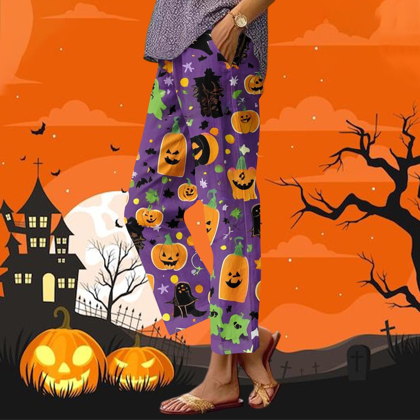 

Women s Casual Fashion Halloween Printed Straight Leg Pants Pants With Pockets XXL