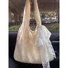 Small Fresh Commuting Lazy Wind Underarm Bag Trendy Lace Cloth Bag Women's Large Capacity Flower Shoulder Tote Bag