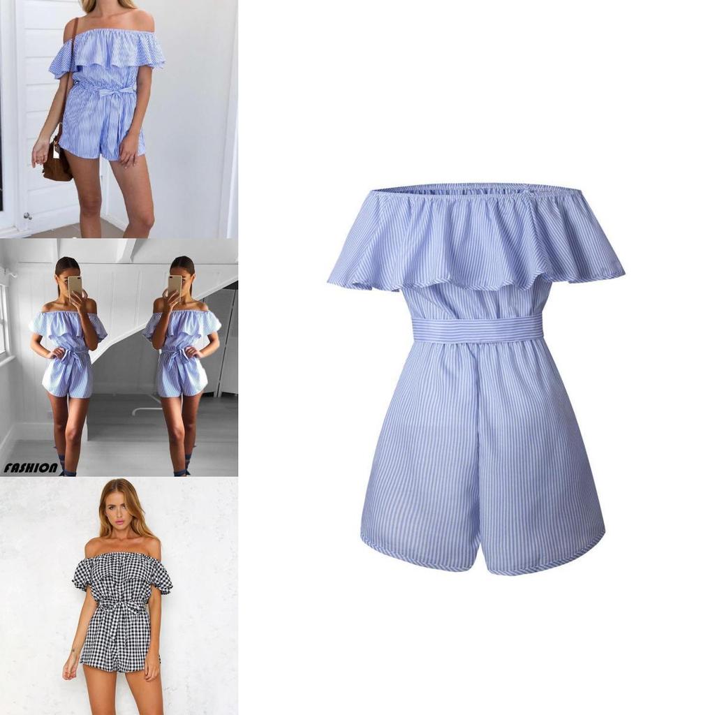 Striped Summer Women Casual Playsuit Stylish Ladies Jumpsuit For Beach Days