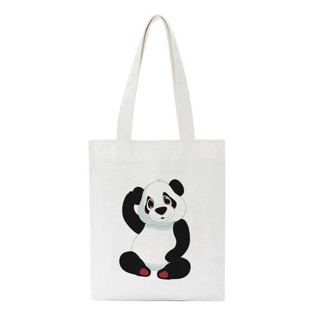 Panda Cartoon China Cute National Treasure Shoulder Canvas Bags Harajuku Casual Crossbody Bag Big Handbag Street Women Bag Purse