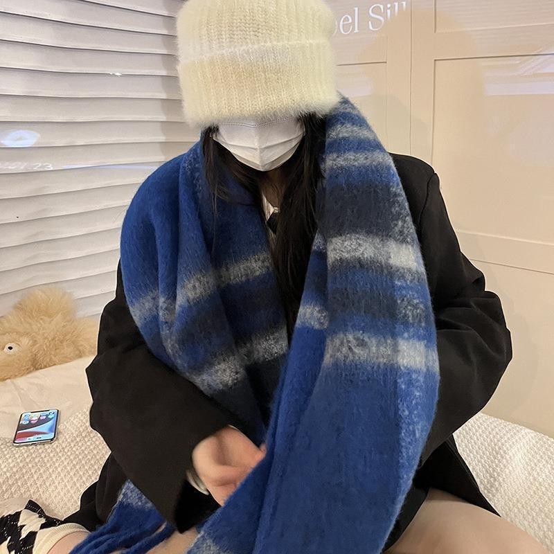 Thickened warm scarf women's winter versatile wool scarf soft waxy lengthened new shawl sense of quality