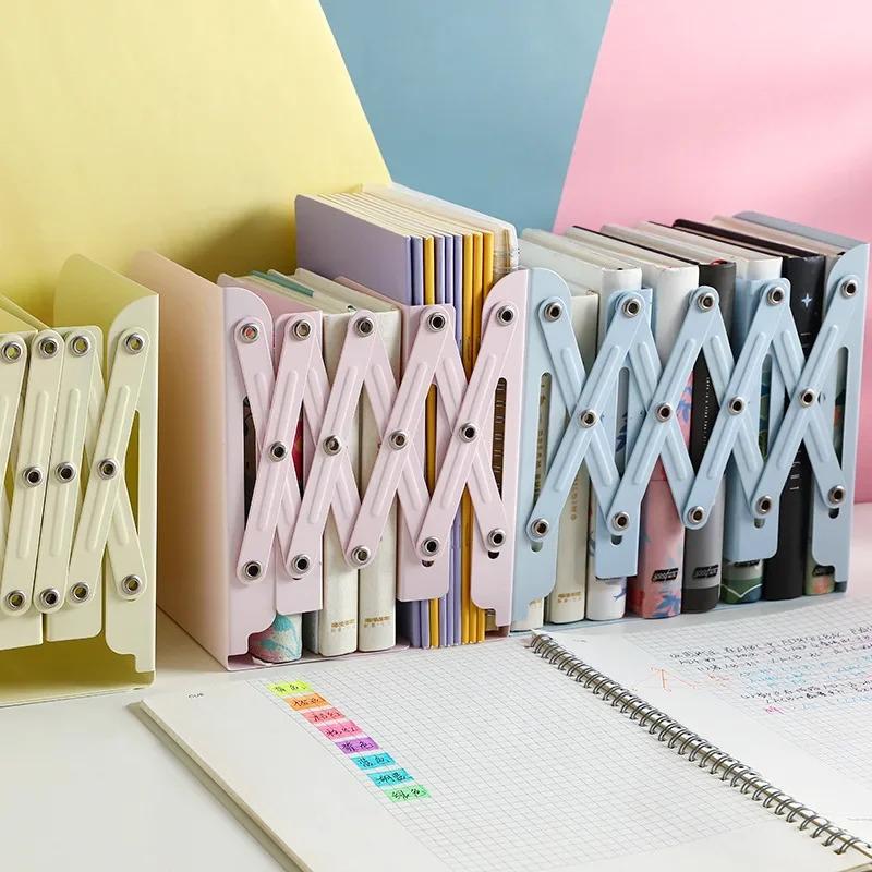 Adjustable Iron Desktop Bookends - Non-Slip Book Stand & Rack, Artistic Shelf Holder for School Stationery & Office Accessories