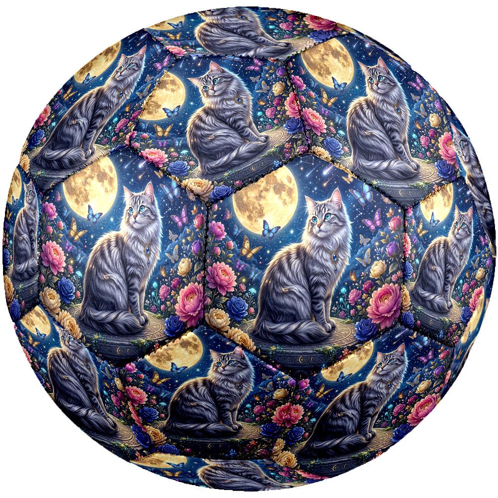 1pc Moonlit Garden Cat Theme Soccer Ball Football, Size 5, Lightweight PVC, Durable Outdoor Training Soccer Ball, Gift M61459