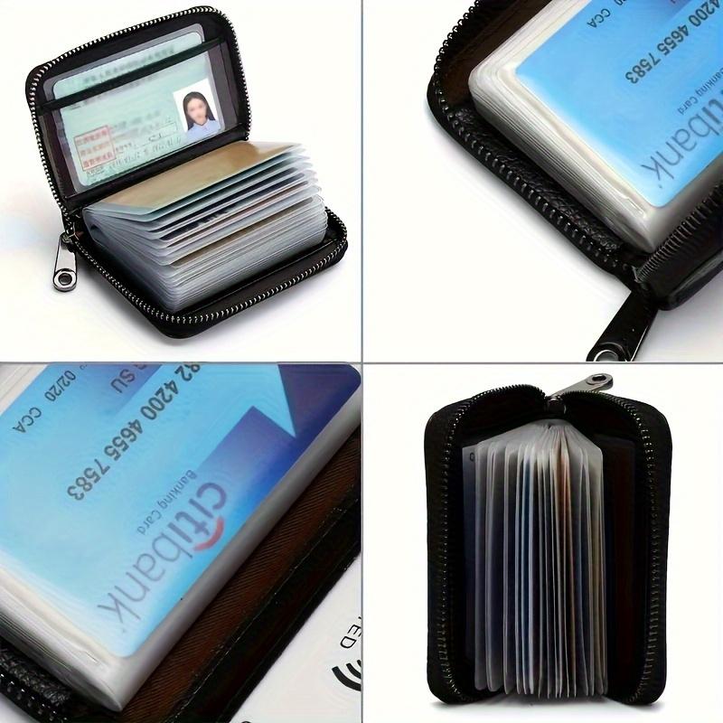 Multi Slot Card Holder Vintage Small Wallet Women Men Business Bank Credit Card Bag Male Coin Pouch Solid Leather Zipper Wallet