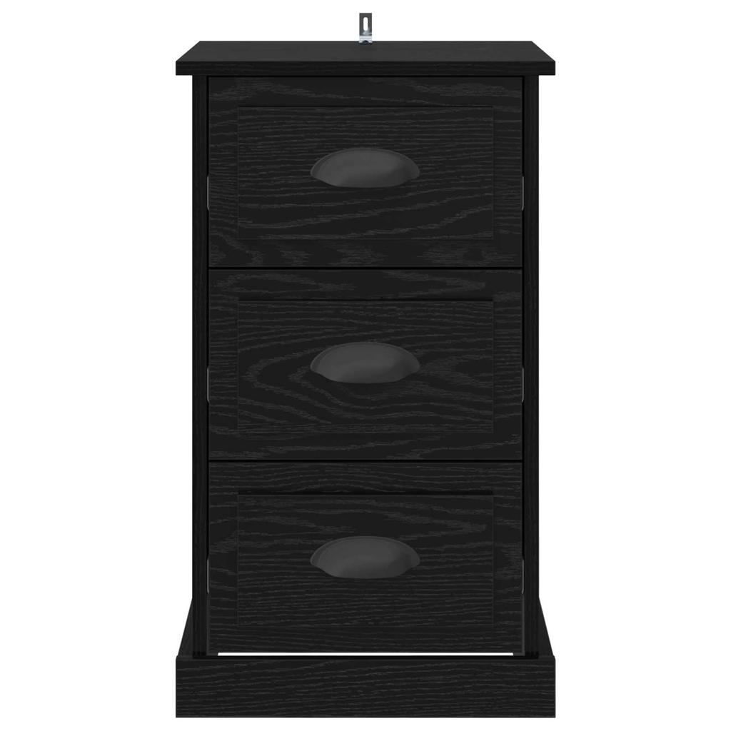 Nightstand Black Oak Look 39 X 39 X 67.5 Cm Engineered Wood