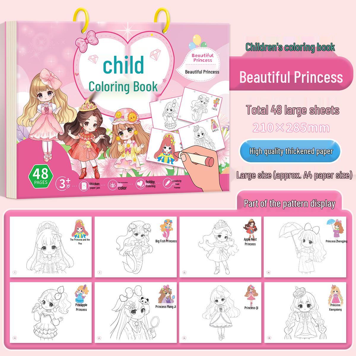 Kids Coloring & Drawing Book: Transport, Animals & Princess Themes