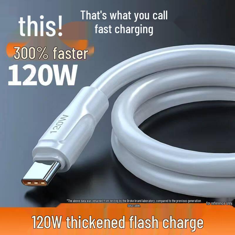 

120W Super Fast Type-C Charging Cable (6A/5A), Compatible with Vivo, Xiaomi, Huawei P30/P40, and Other Android Devices