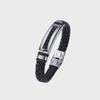 Unisex Fashion PU Leather & Polished Titanium Steel Braided Bracelet