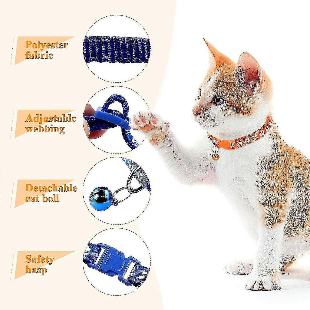 19pcs Puppy Id Collars With Bell Adjustable 19-32cm, Soft Nylon Adjustable Reflective Identification Collars For Newborn Pets