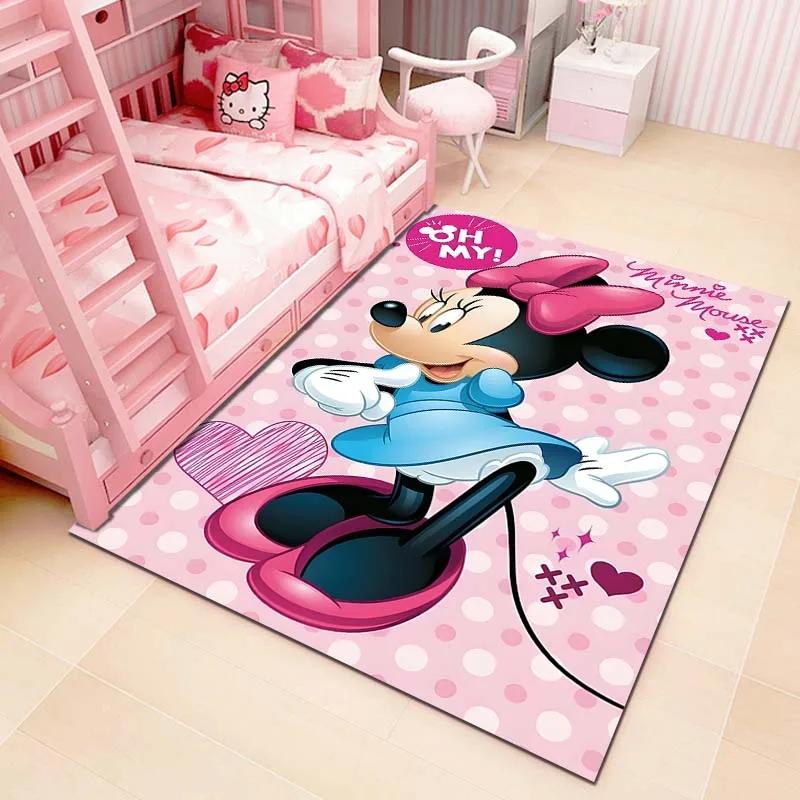 Cute Cartoon Carpet Minnie Mouse Printed Rug for Home Living Room Bedroom Kids Room Decor Non-slip Floor Mat Next Day Shipping