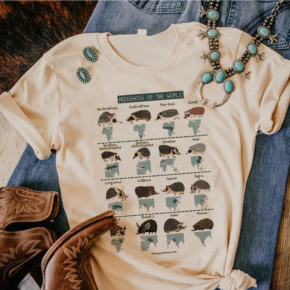 Hedgehog tshirt Women harajuku Y2K funny tshirts girl streetwear designer comic clothing