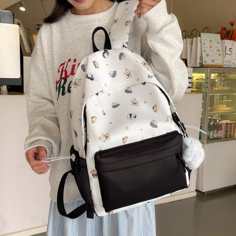 Schoolbag Printed Backpack Korean Version Ins Cute Cartoon Backpack Female Large Capacity Graffiti Student Sweet Versatile Backpack