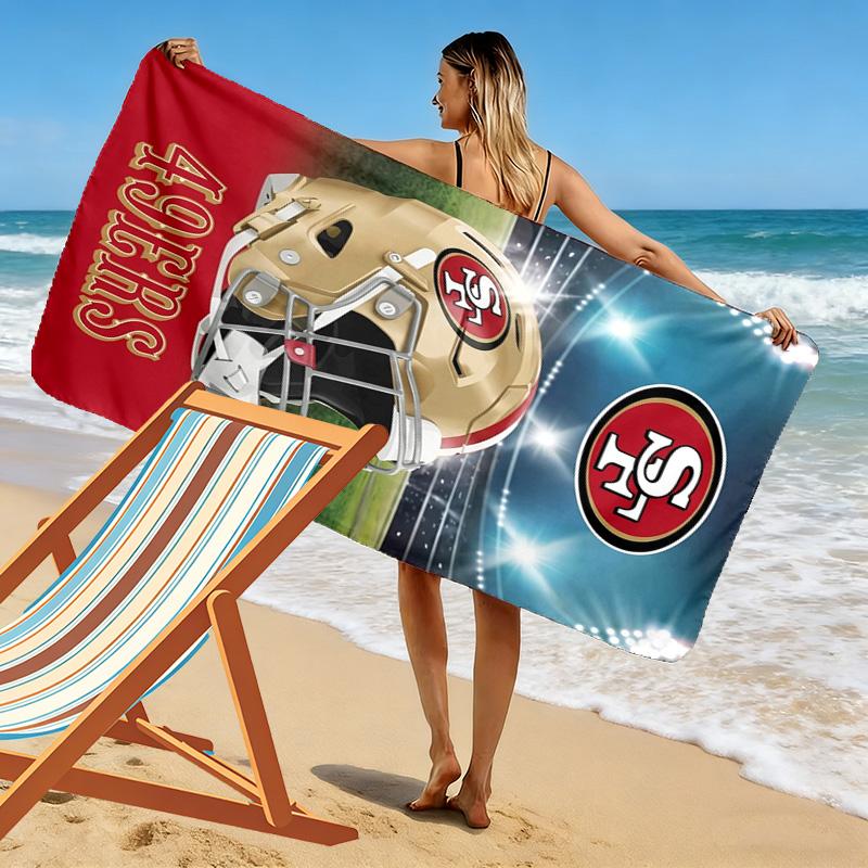 Telo da Spiaggia Stampa San Francisco 49ers, Grande Morbido Asciugatura Rapida per Spiaggia Campeggio Nuoto
