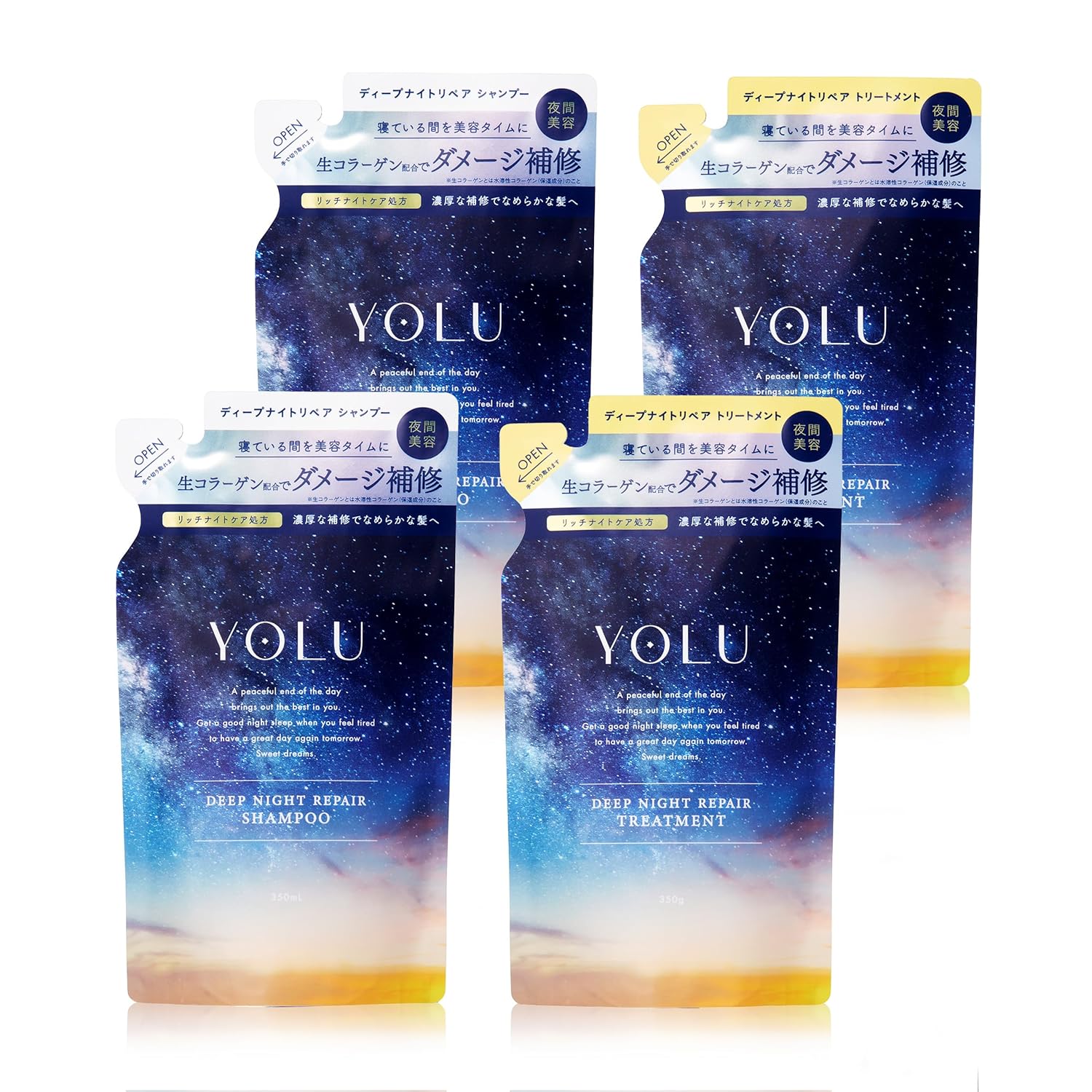 YOLU Yoru Shampoo Treatment Set Refill 4-piece Deep Night Repair