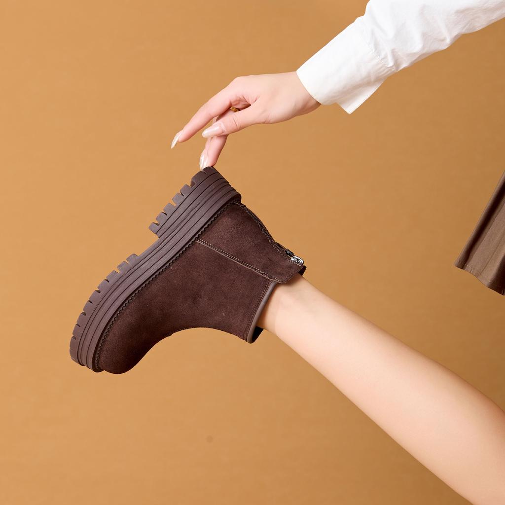 Bottes de Neige à Semelles Épaisses Hiver Chaudes pour Femmes Confort Pelucheux Cheville Tendance Simples Quotidiennes Chaussures pour Femmes Antidérapantes Bottes d'Hiver