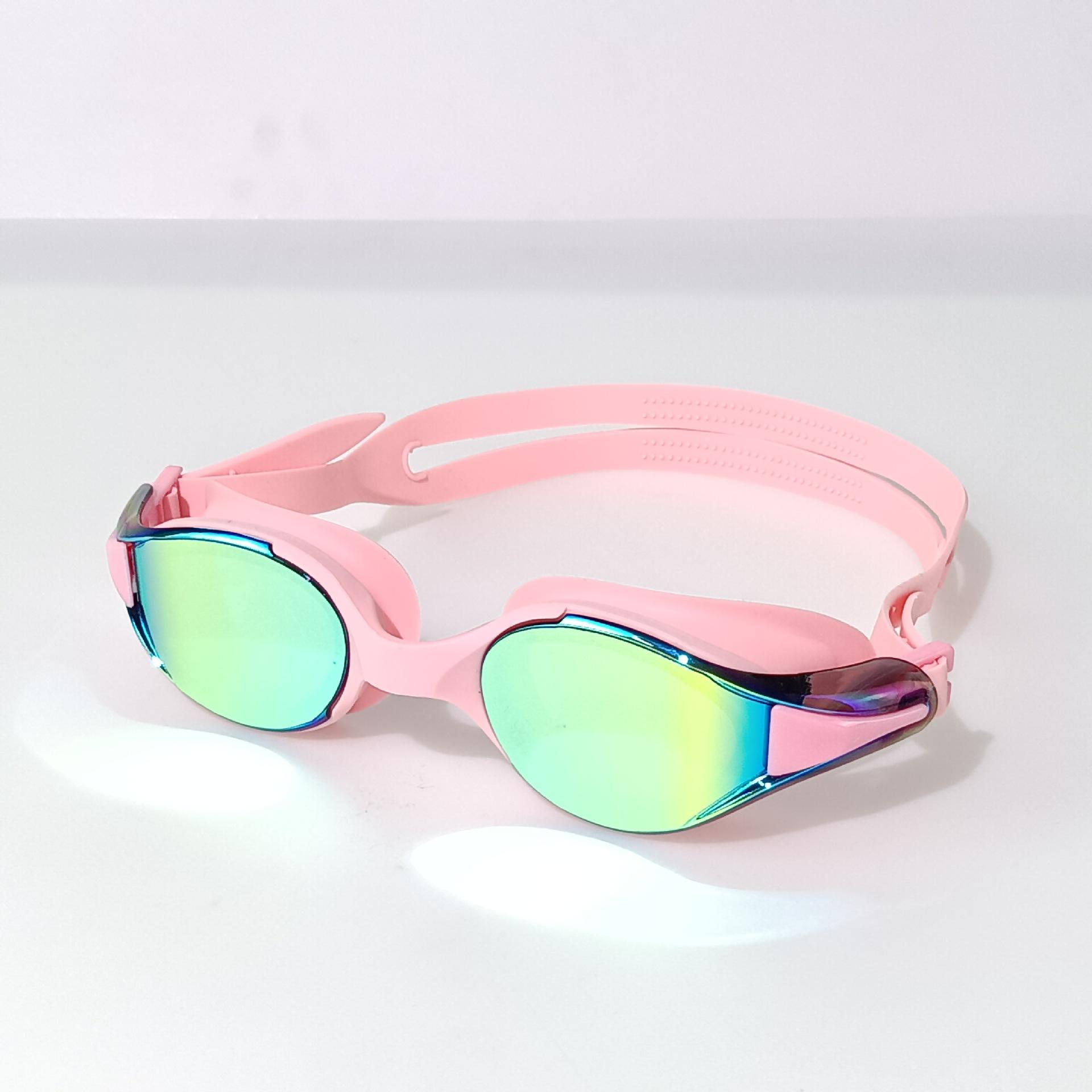 High-definition waterproof anti-fog prescription swimming goggles, universal model for professional racing, large-frame swimming equipment set for розовый