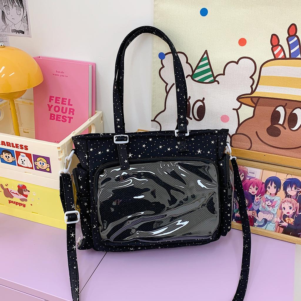 Japanischer Stil Ballett Spitze Durchsichtige Schultertasche Weich Große Kapazität Umhängetaschen Modisch und Vielseitig Tasche für den täglichen Gebrauch