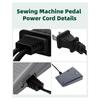 ABIY Compatible Foot Pedal Power Cord For Brother Models Jx2517 Lx3817 Xm2701 Xl2600 Lx3125 Lx2500 Xl5130 Gx37 Ls2400- US Plug