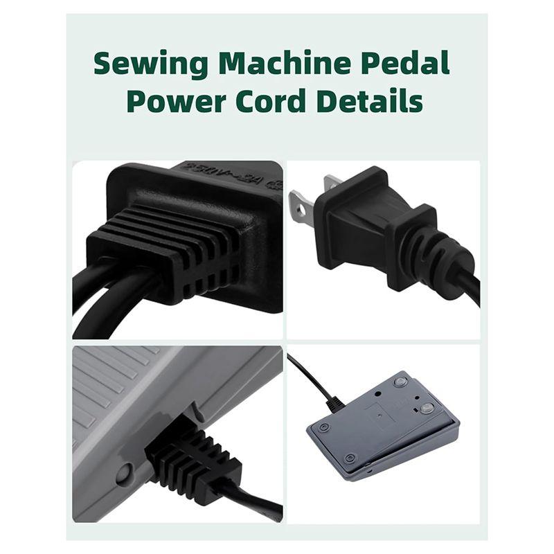 ABIY Compatible Foot Pedal Power Cord For Brother Models Jx2517 Lx3817 Xm2701 Xl2600 Lx3125 Lx2500 Xl5130 Gx37 Ls2400- US Plug