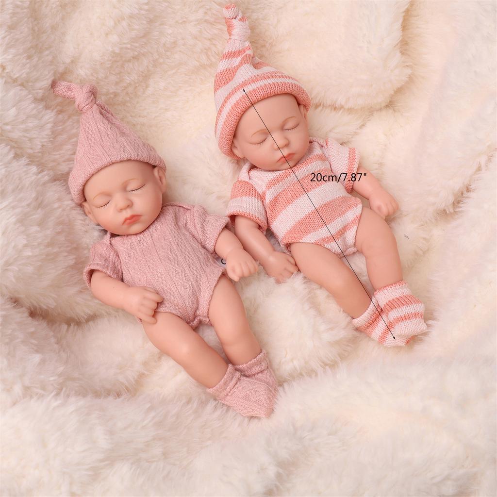 Baby Doll Hat&Rompers&Leg Warmer Set Girl Doll 7.87 Inch Matching Clothes Sweet Style Cute Costume Set for Children