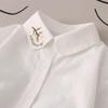 2025 Fresh Embroidery Long Sleeve Shirt for Women: Versatile White Student Blouse